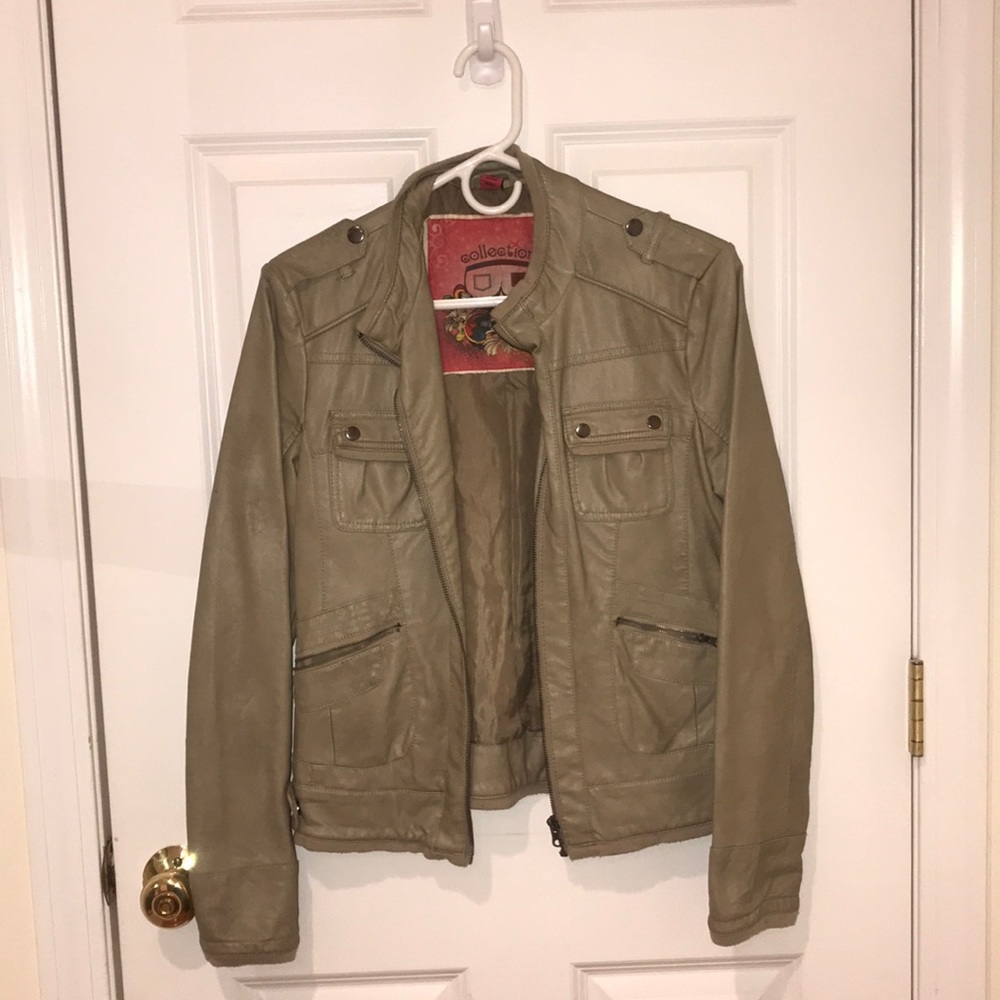 Faux tan leather jacket